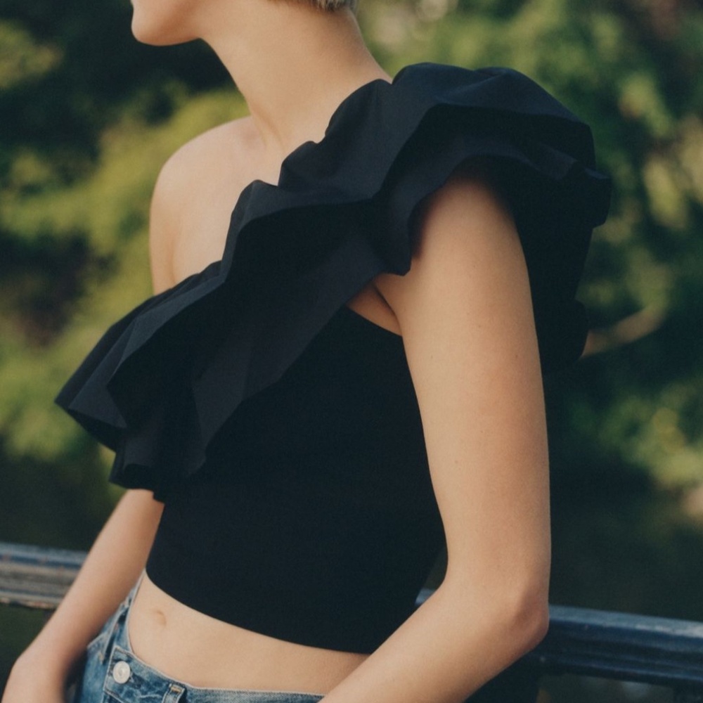 Sunday in Brooklyn Ruffled One Shoulder Top Sz L